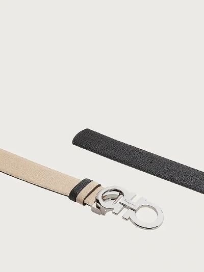 Ferragamo Reversible And Adjustable Gancini Belt In Beige