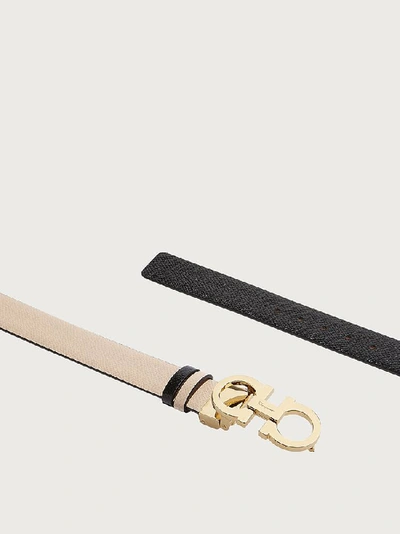 Ferragamo Reversible And Adjustable Gancini Belt In Beige