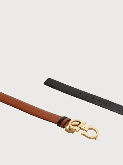 Ferragamo Reversible And Adjustable Gancini Belt In Braun