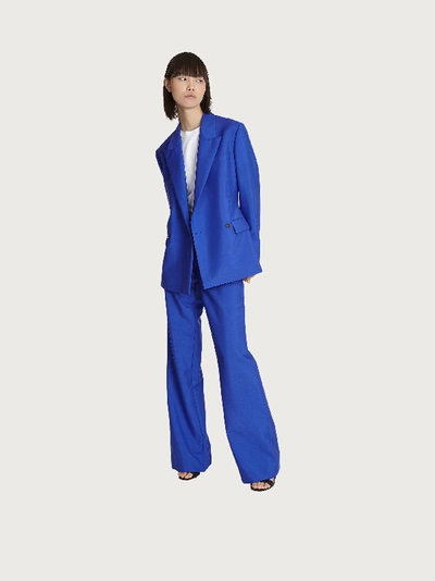 Shop Ferragamo Double Breasted Blazer In Blue