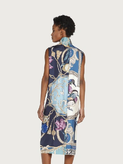 Shop Ferragamo Scarf Print Dress In Blue