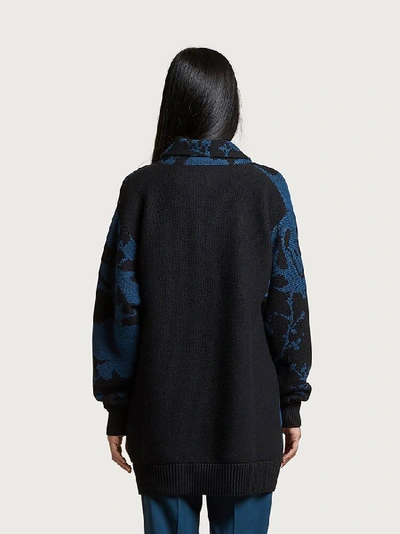 Shop Ferragamo Oversize Knitted Jacket In Blue
