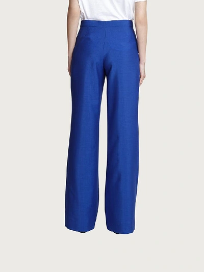 Shop Ferragamo High Waisted Pants In Blue