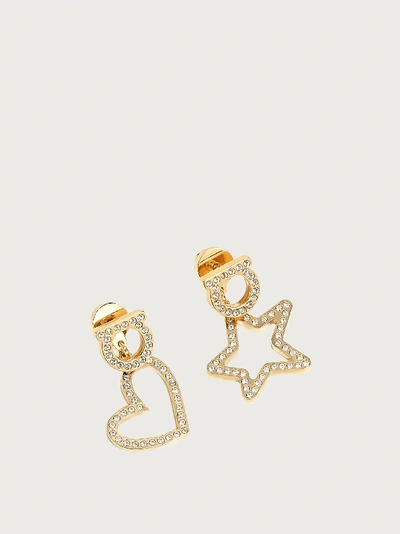 Shop Ferragamo Gancini Crystals Earrings In Gold
