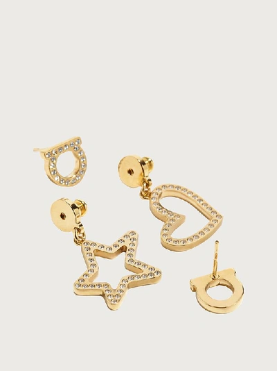 Shop Ferragamo Gancini Crystals Earrings In Gold