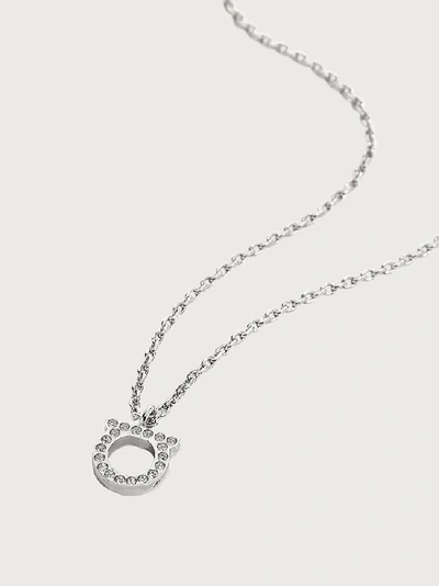 Ferragamo Small Gancini Crystal-embellished Necklace In Silver