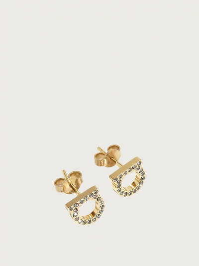 Shop Ferragamo Gancini Crystals Earrings (s) In Gold
