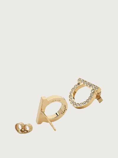 Ferragamo Gancini Crystals Earrings (l) In Gold