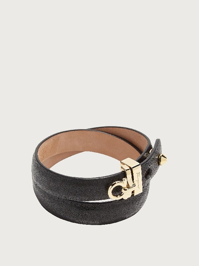 Shop Ferragamo Gancini Adjustable Bracelet In Black