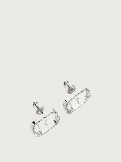 Shop Ferragamo Vara Plate Earrings (l) In Silver