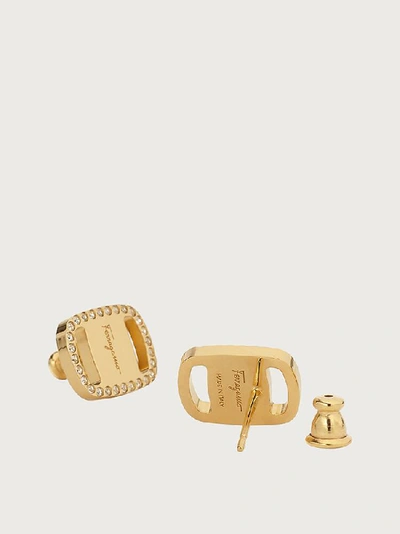Shop Ferragamo Vara Plate Earrings (l) In Gold
