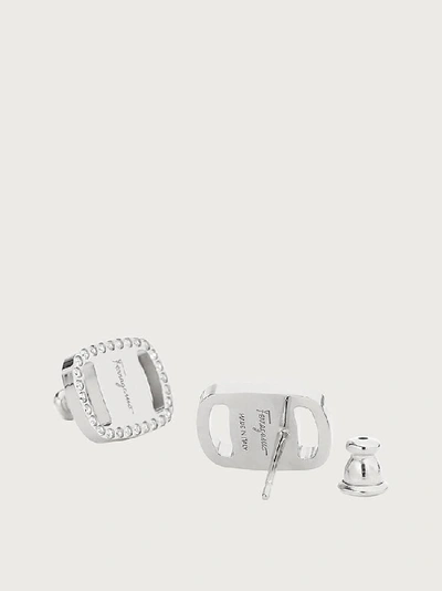 Shop Ferragamo Vara Plate Earrings (l) In Silver