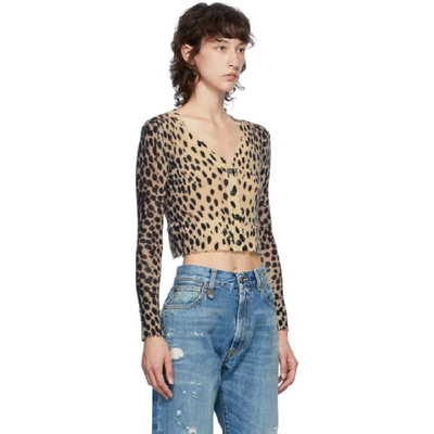 Shop R13 Black And Off-white Cashmere Cheetah Cardigan
