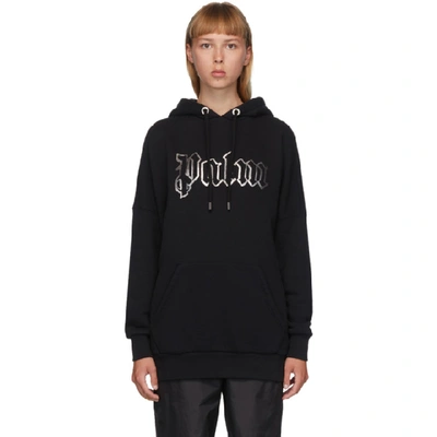 Shop Palm Angels Black Glow-in-the Dark Hoodie In Black Metal