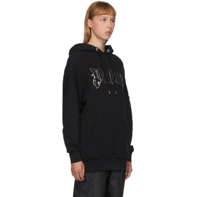 Shop Palm Angels Black Glow-in-the Dark Hoodie In Black Metal