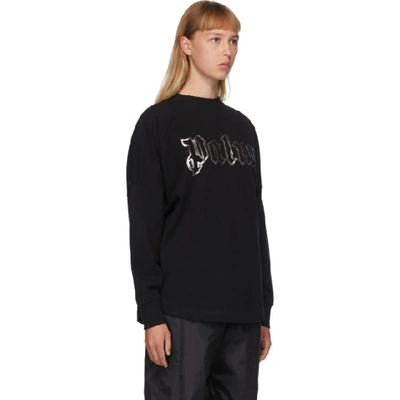 Shop Palm Angels Black Glow-in-the-dark Long Sleeve T-shirt In Black Metal