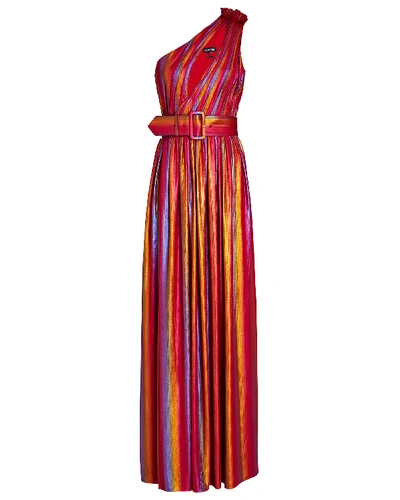 Shop Retroféte Andrea Rainbow Lamé Maxi Dress In Multi