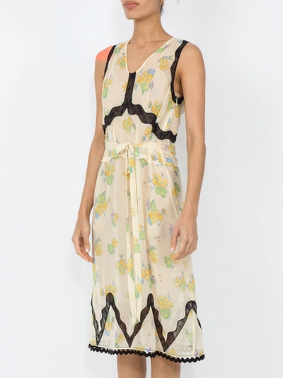 Shop Coach Forest Floral Print Sleeveless Dress Yellow