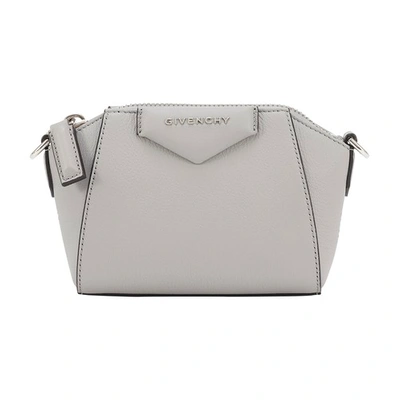 Shop Givenchy Antigona Nano Bag In Pearl Grey