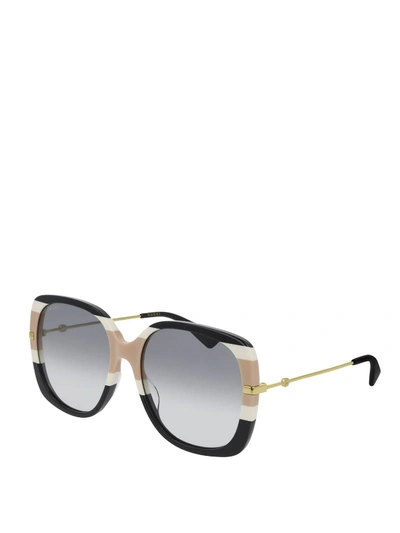 Shop Gucci Patterned Squared Sunglasses In Multicolour