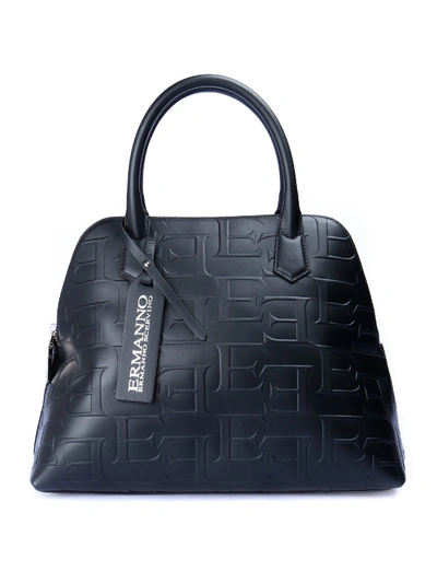 Shop Ermanno Scervino Embossed Logo Leather Bag In Black