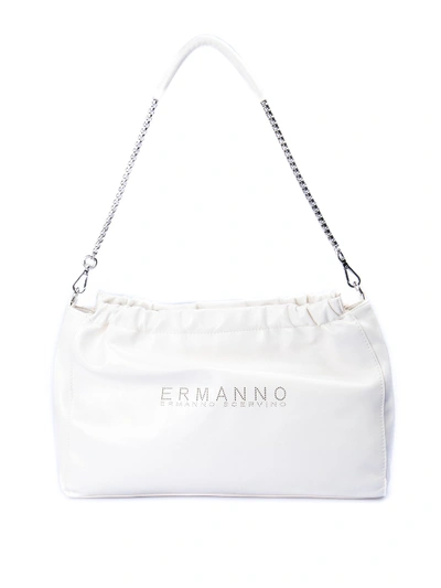 Shop Ermanno Scervino Patent Faux Leather Bag In Cream