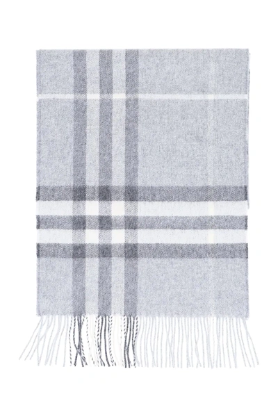 Shop Burberry Giant Check Scarf In Grey,white