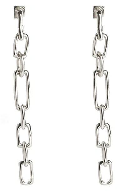 Shop Alexis Bittar Future Antiquity Long Chain Link Drop Earrings In Rhodium