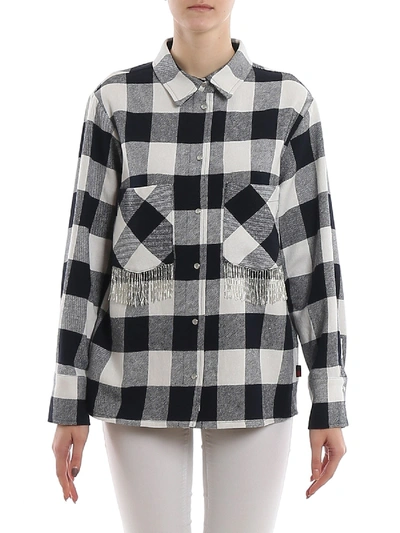 Shop Woolrich Beaded Check Flannel Shirt In Blue