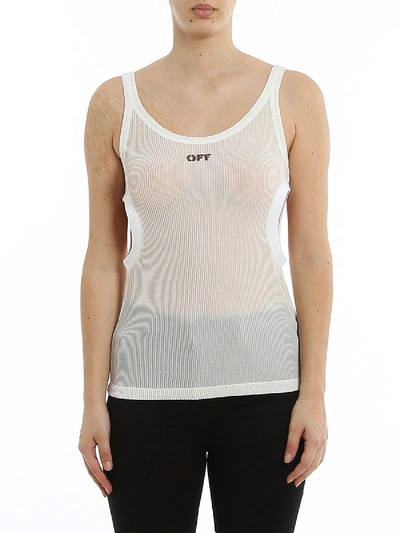 Shop Off-white Swiss Cheese Semi Sheer Tank Top In White