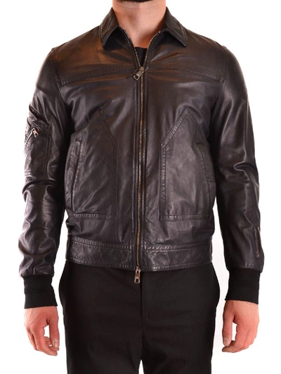 Neil Barrett Zipped Leather Jacket In Black | ModeSens