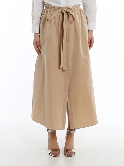 Shop Givenchy Taffeta Wide Skirt In Beige