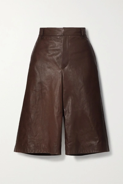 Shop Brunello Cucinelli Leather Shorts In Brown
