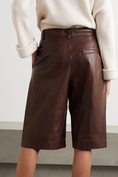 Shop Brunello Cucinelli Leather Shorts In Brown