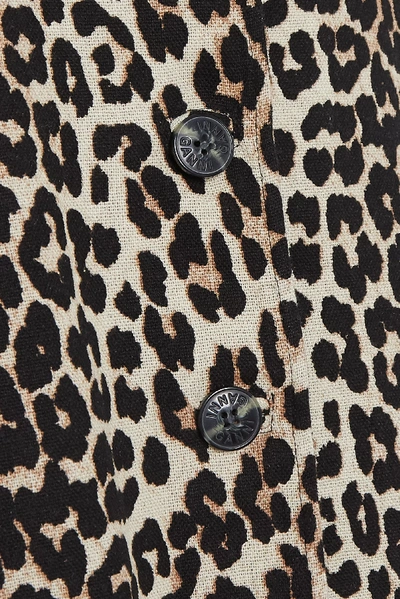 Shop Ganni Leopard-print Linen And Cotton-blend Coat In Leopard Print
