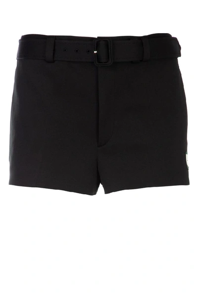 Shop Prada Belted Technical Jersey Shorts In Black