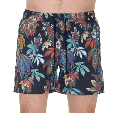 Shop Etro Floral Printed Swim Shorts In Multi