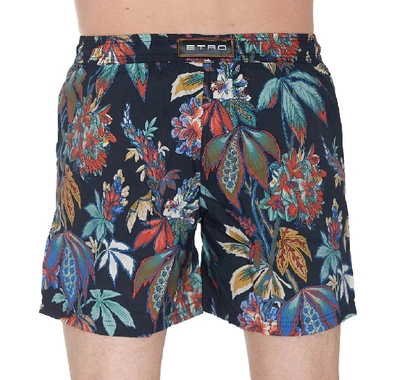 Shop Etro Floral Printed Swim Shorts In Multi