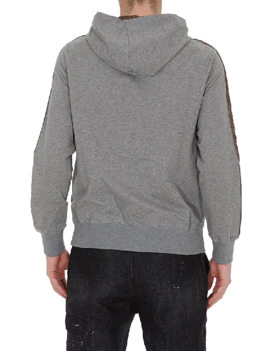 Shop Etro Paisley Detail Zip Up Hoodie In Grey