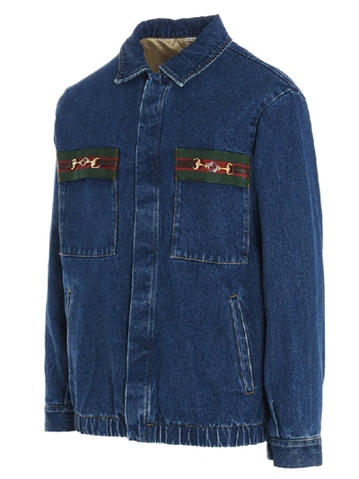 Shop Gucci Washed Denim Jacket In Blue