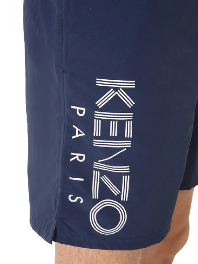 Shop Kenzo Logo Swim Shorts In Blue