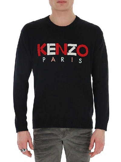 Shop Kenzo Logo Embroiderd Sweater In Black