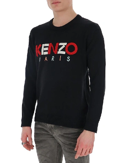 Shop Kenzo Logo Embroiderd Sweater In Black