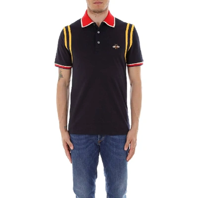 Gucci Cotton Polo With Bee In Blu | ModeSens