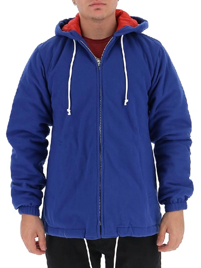 Shop Comme Des Garçons Shirt Drawstring Hooded Jacket In Blue