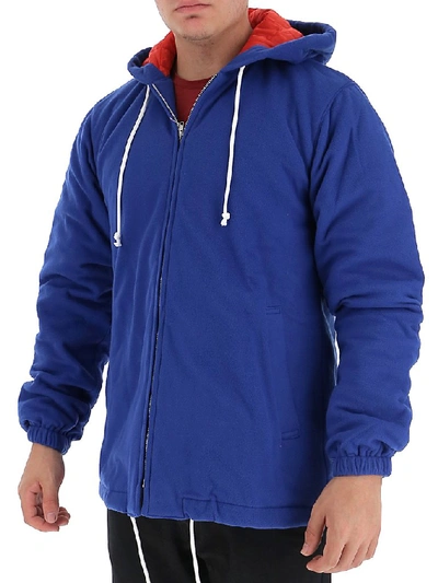 Shop Comme Des Garçons Shirt Drawstring Hooded Jacket In Blue