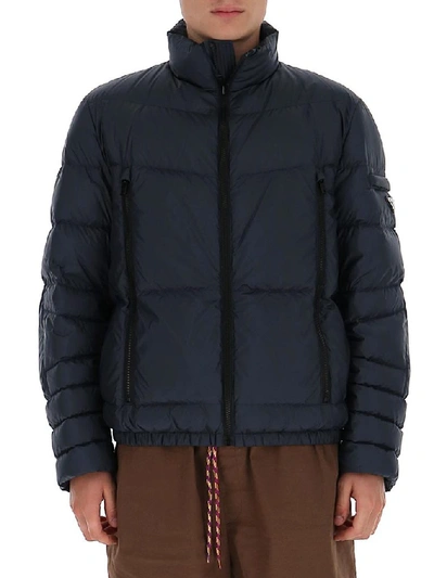 Shop Prada Logo Puffer Jacket In Blue