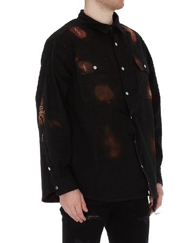 Shop 424 Tie Dye Effect Cut Out Shirt In Black