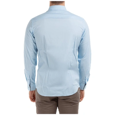 Shop Burberry Embroidered Ekd Stretch Poplin Shirt In Blue