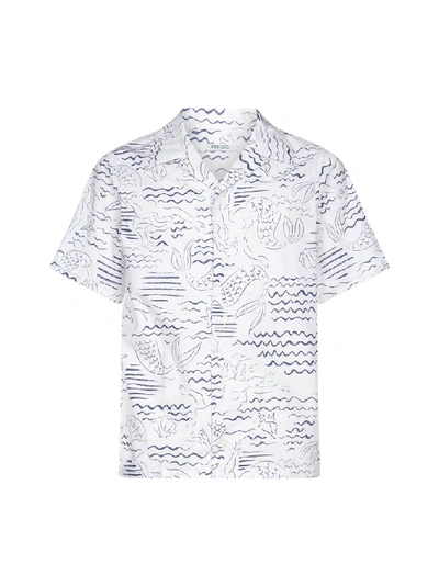Shop Kenzo Waves Mermaids Casual Shirt In White